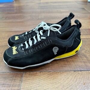 Piloti Mens Black Yellow Suede Mesh Driving Shoes Sneakers Size 10 US 44 EU